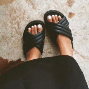 Pink Haley Dune Leather Slide Sandals